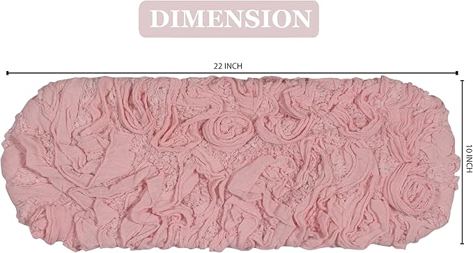 Home Weavers Bell Flower Toilet Tank Lid Cover – 10"x22", 100% Cotton, Tufted, Soft & Absorbent, Non-Slip, Machine Washable Bathroom Décor, Pink