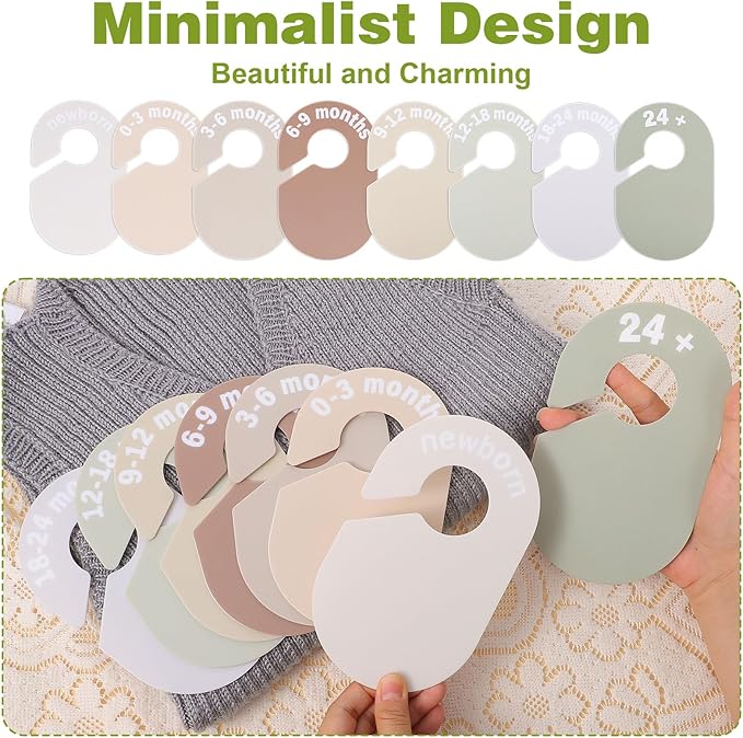 8 Sizes Baby Closet Dividers, Double-Sided Nursery Closet Organizer, Clothes Hanger Dividers Wardrobe Size Markers from Newborn to 24 Months