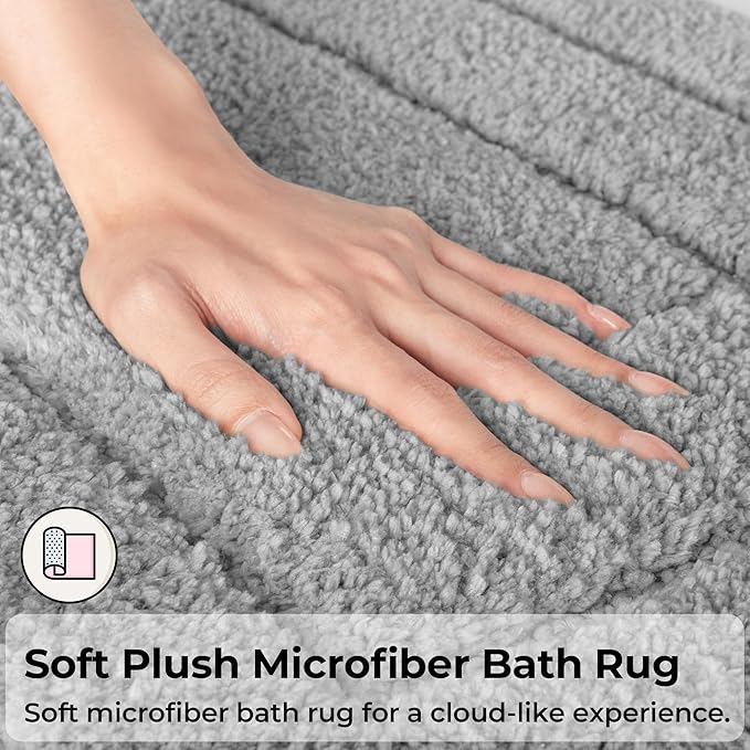 GRANNY SAYS Gray Bathroom Rug Mat, Bath Mats for Bathroom Non-Slip, Super Soft and Water Absorbent, Extra Large Bath Rugs, Microfiber Bath Rugs for Floor, Tub and Shower, 59" x 20"