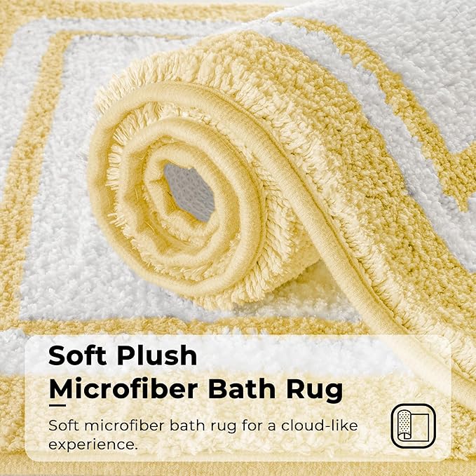 GRANNY SAYS Microfiber Bathroom Rugs Non Slip Washable, Water Absorbent Bathroom Mats for Tub, Soft Bath Mats for Bath Floor & Shower, Bath Rug, 20" x 32", Yellow