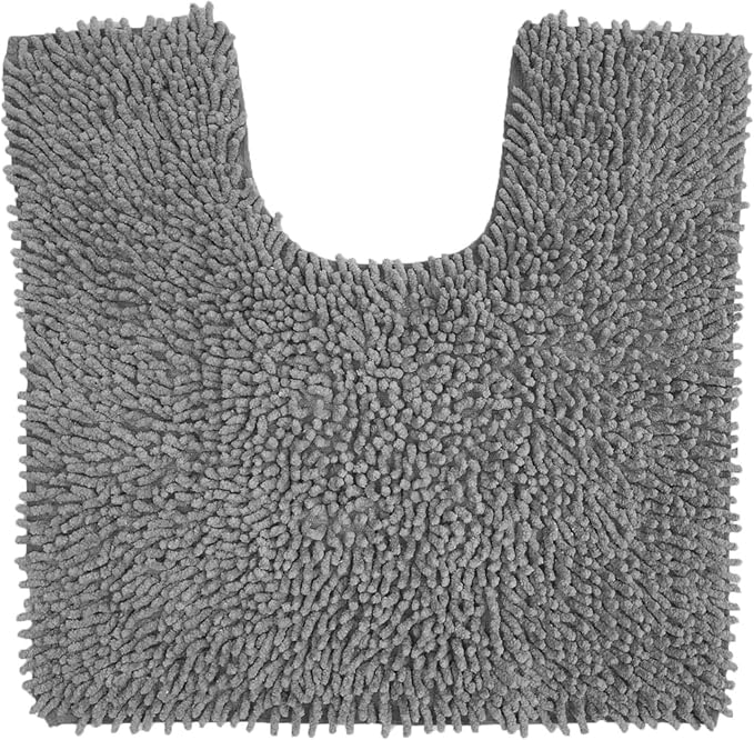 Home Weavers Fantasia Bath Rug 100% Cotton Bathroom Rugs Set, Bathroom Décor, Washable Rug, Extra Soft and Absorbent bath Rug, Kitchen Mat, Bath Mat Set, Bath Floor Mat Non Slip, 20"x20" Contour, Gray