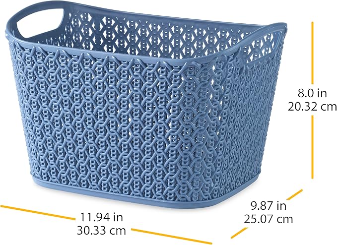 Whitmor Resin Form Tote Link Stitch, Small, DARK BLUE，4 Pack