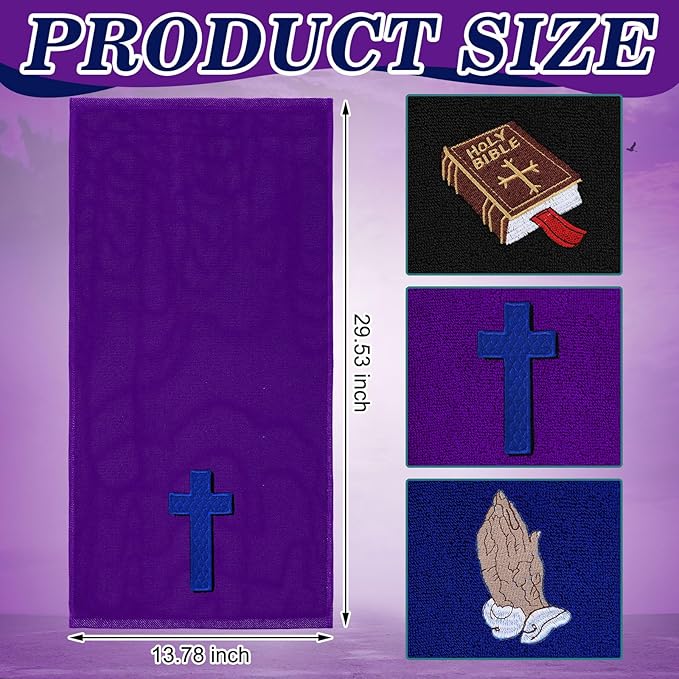 3 Pcs Easter Pastor Hand Towels, Christian Embroidered Religious Cross Cotton Towels 13.78 x 29.53 Inch, Soft Absorbent Bathroom Clergy Dove Gift for Easter Father's Day