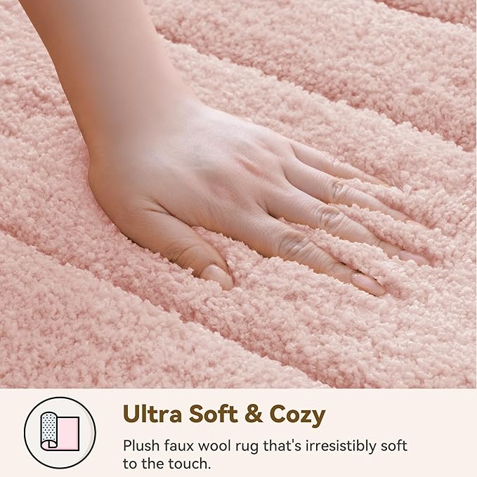GRANNY SAYS Pink Bathroom Rugs Non Slip Washable, 20x 32, Soft Bath Mats for Bathroom, Microfiber Shag Rug, Absorbent Bath Floor Mat, Small Bath Rug for Shower, Tub