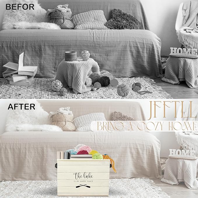 Lake Lovers Storage Bins with Handles, Lakes House Decor, the Lake Is My Happy Place Collapsible Laundry Basket Storage Box for Home Bedroom Bathroom Clothes Toys Books