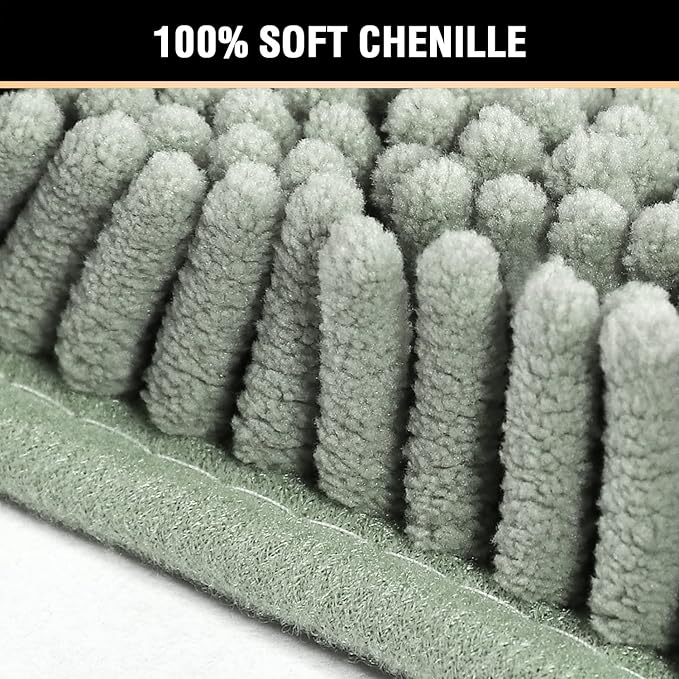 H.VERSAILTEX Microfiber Bath Rugs Chenille Floor Mat Ultra Soft Washable Bathroom Dry Fast Water Absorbent Bedroom Area Rugs, 24 x 42 - Inch, Sage