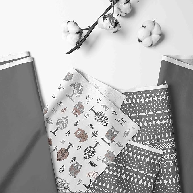 Bacati - Large Storage Tote Owls in the Woods Beige/Grey Neutral 14 X 14 X 10 inches