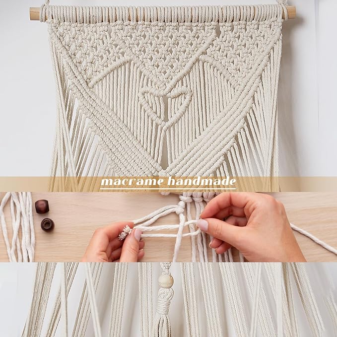 Stuffed Animal Net or Hammock Wall Hanging Net Over Door Organizer for Stuffies Plush Toy Storage Boho Macrame Toy Display Nursery Bedroom Decor Stuffy Animal Toy Organizer (Cream)