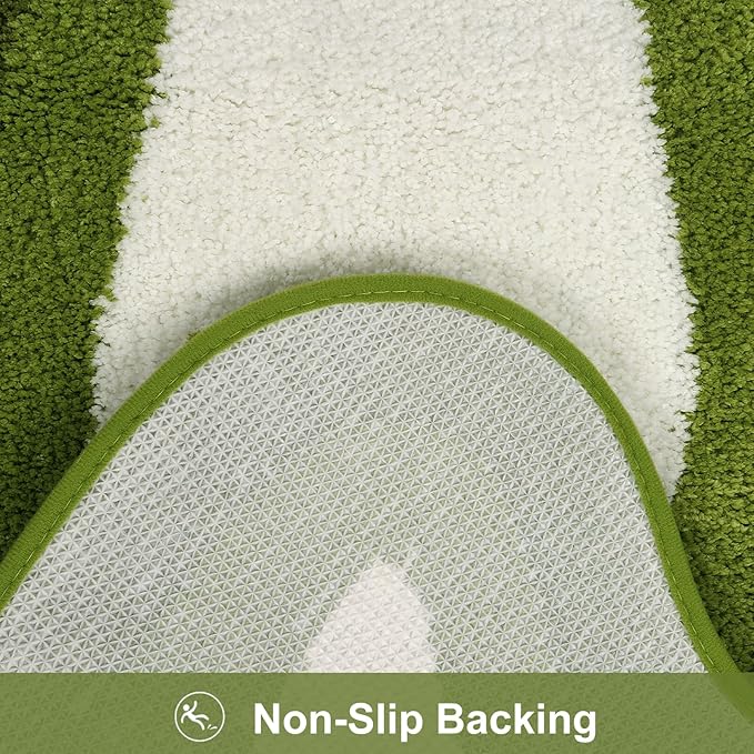 HAOCOO Bath Mats for Bathroom Non Slip, 18x25 inch Green Gradient Irregular Shape Cute Bath Mat, Microfiber Washable Absorbent Carpet Floor Mats for Bathroom Indoor Door Mat Sink Tub Shower