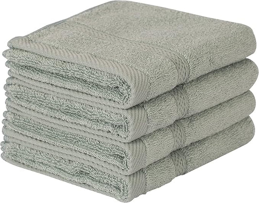 4 Pcs Blush Green Fingertip Towels for Bathroom - 11 x 18 Inches, Extra Absorbent and Soft Terry Towels for Sensitive Skin, Quick Dry