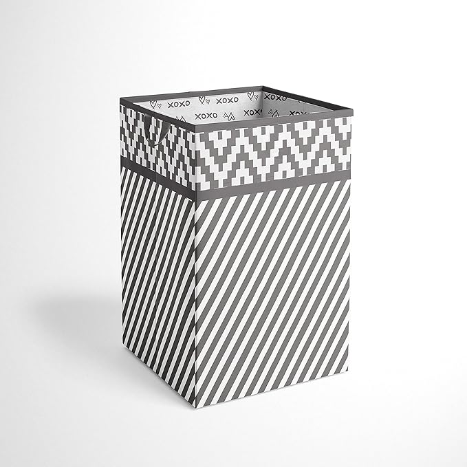 Bacati Love Grey Kids Storage (Hamper 14 x 14 x 19 inches)