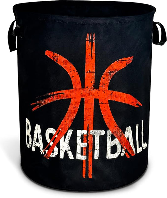 Basketball Laundry Basket Ball Foldable Oxford Cloth Funny Tote Bag Laundry Hamper Clothes Storage Bucket Organizer For Bathroom/Laundry Storage/Bedroom 17.7x13.7 Inch
