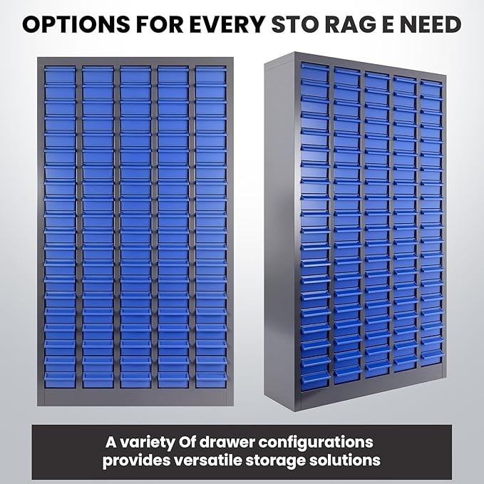 100-Drawer Nut and Bolt Organizer, Small Parts Organizer with Alloy Steel Frame & ABS Drawers, Bolt Bin for Garage, Teacher Toolboxes, Makeup & Workshop, Tool Hardware Storage (100-grid Drawer)