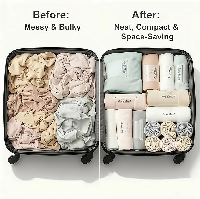 6 Pack Self-Adhesive Clothes Organizer Straps, Reusable Clothing Storage Bands for Shirts & Towels, Fabric-Safe Closet Organizer Straps for Drawer & Luggage Packing (Combo Pack, 2 Small+2 Medium+2 Large)
