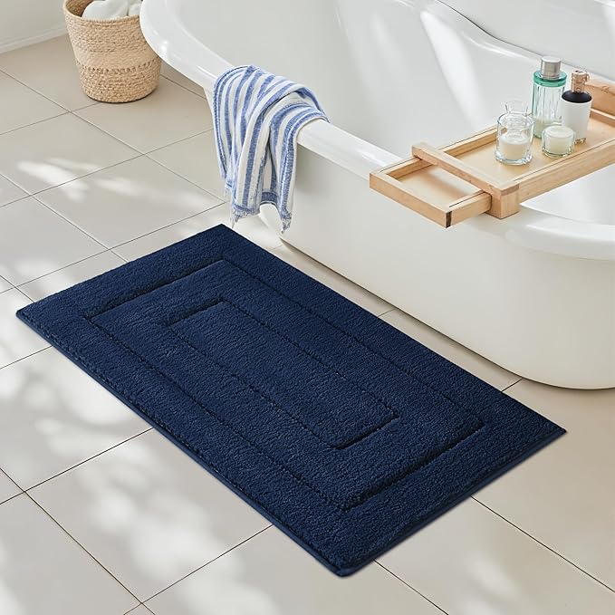 GRANNY SAYS Long Bathroom Rug Mat, Bath Mats Non-Slip, Super Soft & Water Absorbent, Large Bath Rugs, Machine Wash Dry, Bathroom Runner Rugs for Floor, Tub and Shower, 24" x 48" Navy Blue
