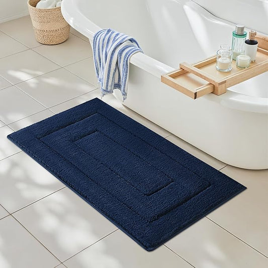 GRANNY SAYS Long Bathroom Rug Mat, Bath Mats Non-Slip, Super Soft & Water Absorbent, Large Bath Rugs, Machine Wash Dry, Bathroom Runner Rugs for Floor, Tub and Shower, 24" x 48" Navy Blue