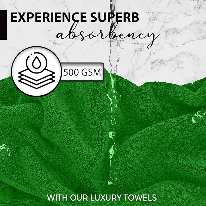 100% Cotton Bath Towels, 24x48 Pack of 6 Towels, Quick Dry, Highly Absorbent, Soft Feel Towel, Gym, Spa, Bathroom, Shower, Pool, Luxury Soft Towels (Dark Green, 24x48-6 Pack)