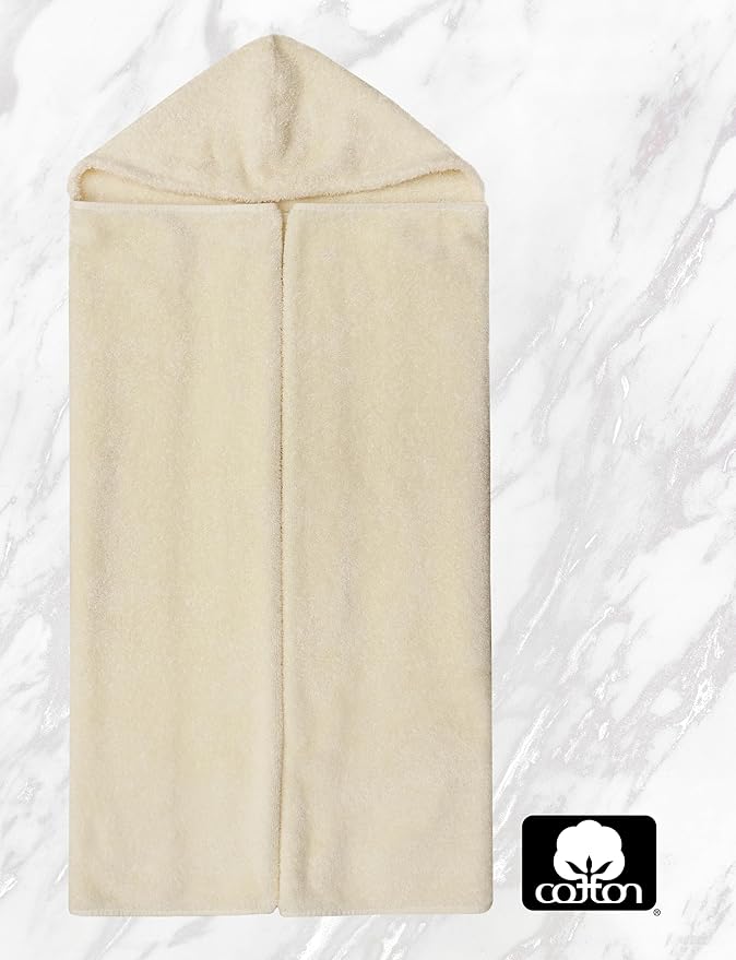 ORIGINAL KIDS Hooded Bath Towel Wrap - Ultra Soft 100% Cotton Terry Large Oversized Hooded Kids Towel - Toddler Big Kid Shower Pool Beach Towel - Absorbent Quick Dry Easy Care Gift - 30 x 54 - Ivory