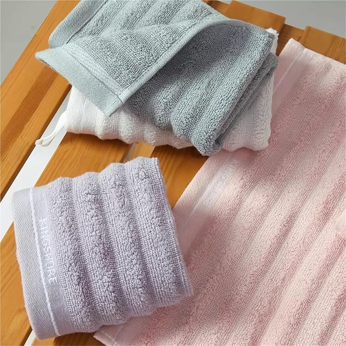 3-Pack Cotton Towels with Hanging Loop, Rapidly Absorbing & Soft for Face and Hands(Purple)