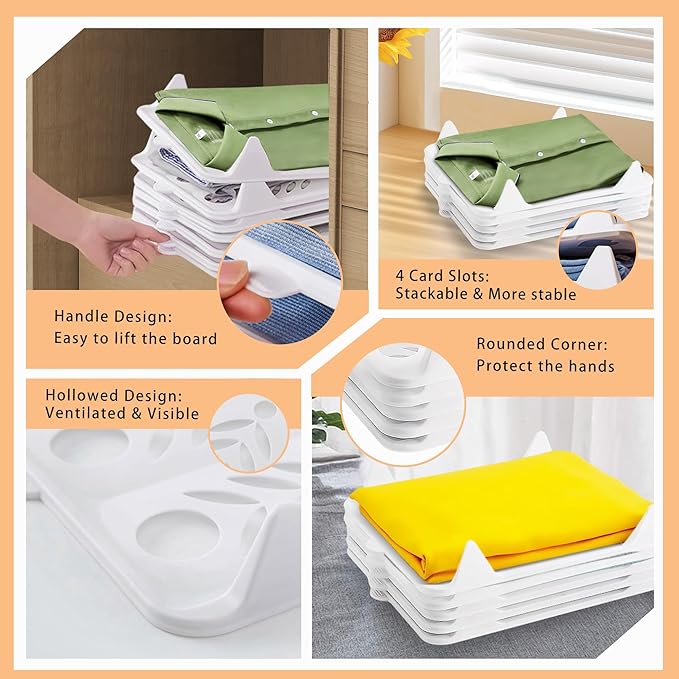 Shirt Folder Board, 10 PCS Clothes Folding Board, Stackable Shirt Organizer for Closet Storage Pants Shorts (14.5"Lx11.2"Wx2.2"H)