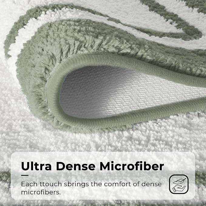 GRANNY SAYS Microfiber Bathroom Rugs Non Slip Washable, Water Absorbent Bathroom Mats for Tub Non Slip, Soft Bath Mats for Floor & Shower, Long Bath Rug, 24" x 36" Sage Green