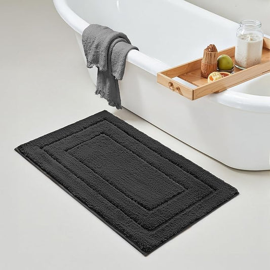 GRANNY SAYS Bathroom Rugs Non Slip, 20" x 32", Bath Rugs for Bathroom Washable, Bath Mats for Floor, Microfiber Bath Mat for Tub, Shower Mat for Floor, Absorbent Shower Rugs Charcoal Gray