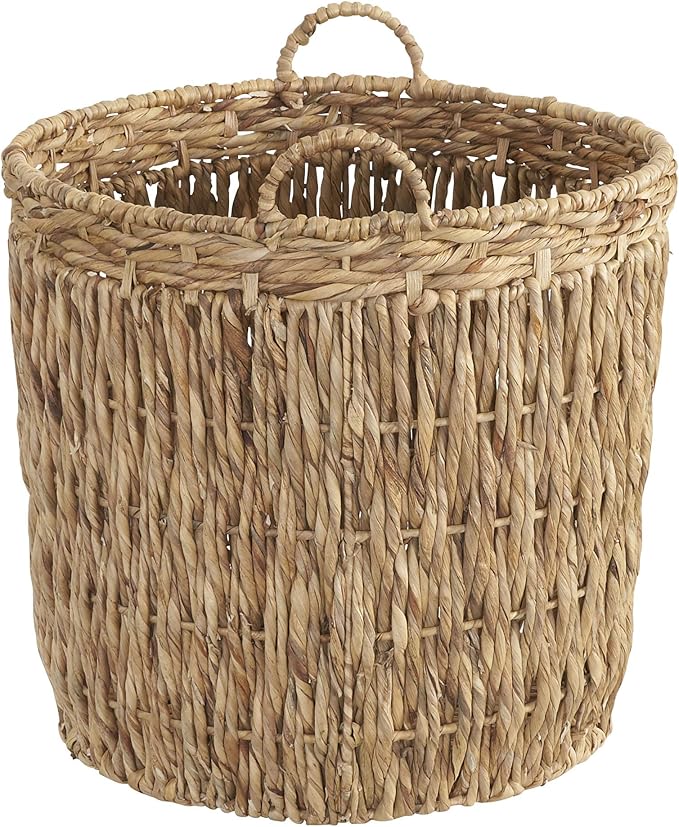 Household Essentials Brown Tall Round Wicker Storage Basket