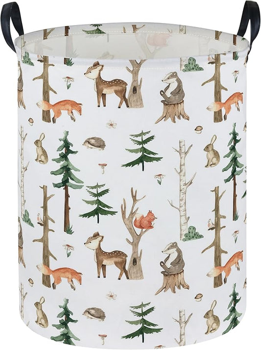 Kids Laundry Hamper,Animal Laundry Basket Collapsible Woodland Storage Baskets for Home Decor,Office,Home Organizer,(Woodland animal