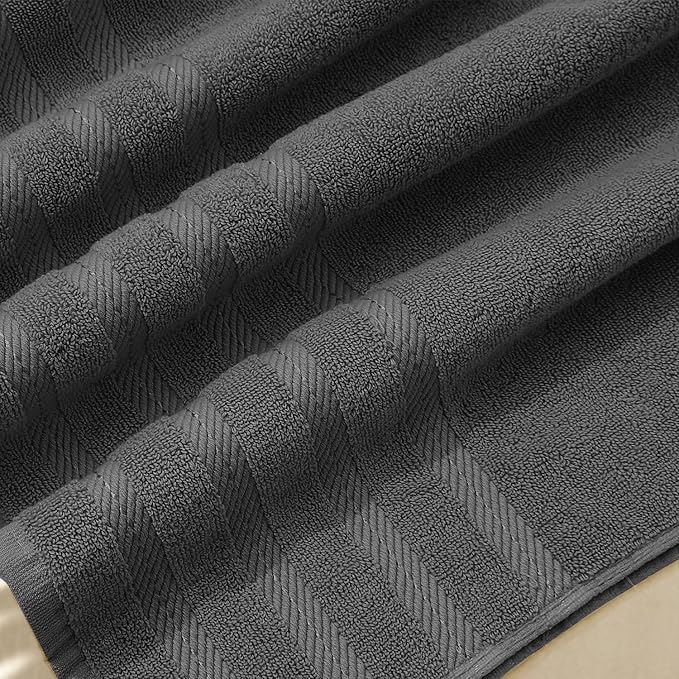 Hearth & Harbor Bath Towels for Bathroom - 100% Ring Spun Cotton Luxury Bathroom Towels - Soft & Highly Absorbent Bath Towels Set, 6 Piece Set, Gray