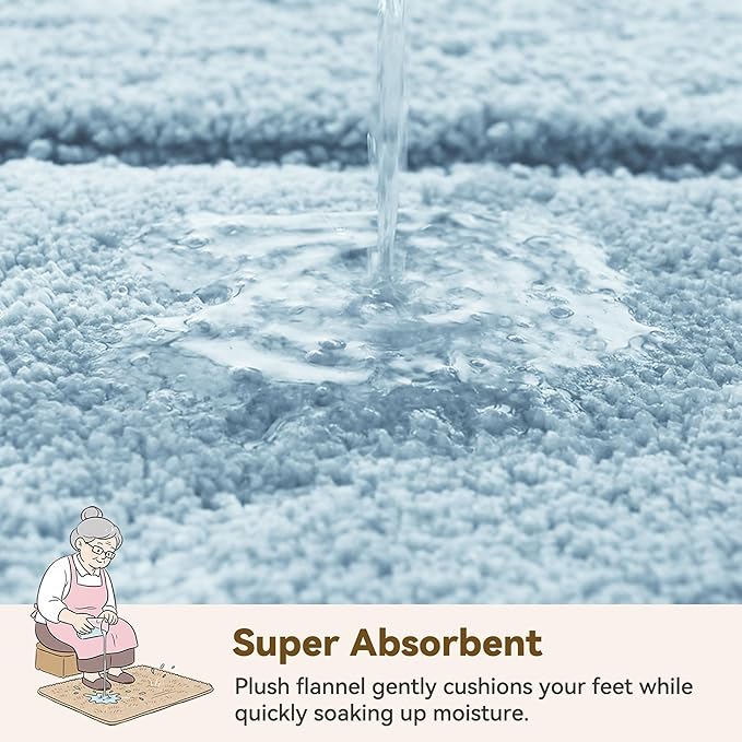 GRANNY SAYS Bathroom Rugs Non Slip, 20" x 32", Bath Rugs for Bathroom Washable, Bath Mats for Floor, Microfiber Bath Mat for Tub, Absorbent Bath Rugs for Shower Room, Pearl White