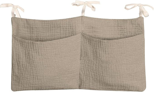 Dormitory Bed-Bunk Organizing Bag Nappy-bags Organizer Bedside Hanging Bags Milk Bottle Bib-Storage Bag Crib Organizer Bag Baby Nappy-Bag cotton (khaki)