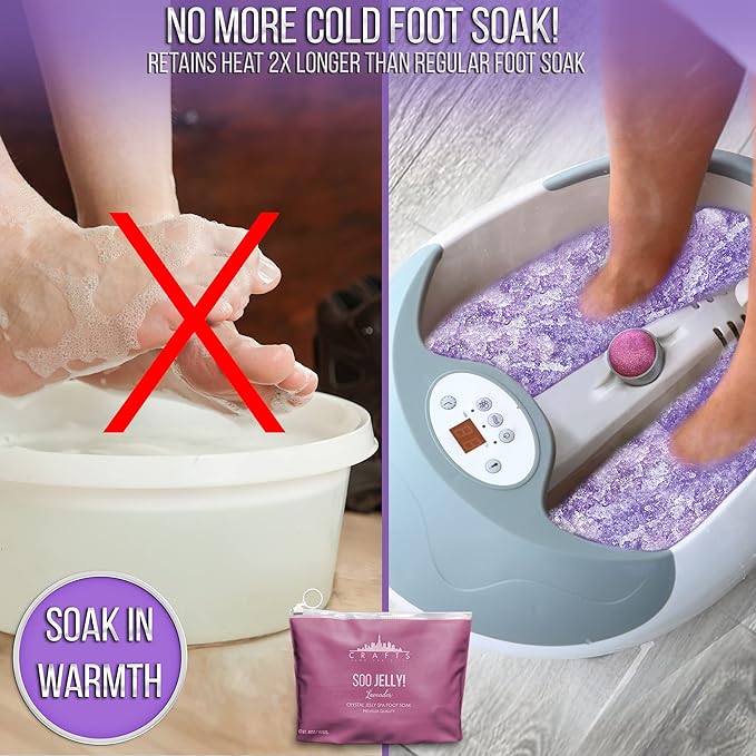 SOO Jelly Pedicure Packs - Pedicure Foot Soak For Feet - Moisturizing Jelly Spa Pedi Soak - Foot Spa Bath Soak For Soaking - Pedicure Foot Gel (Lavender)