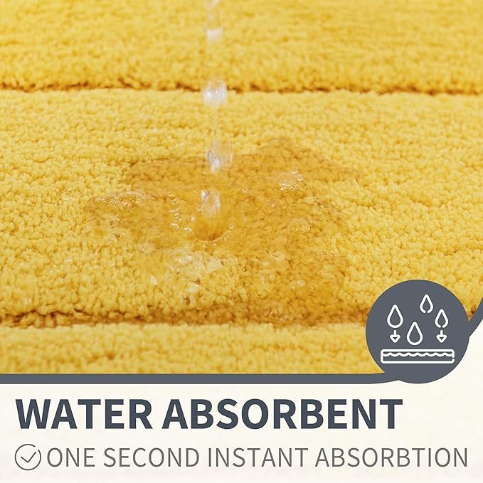 GRANNY SAYS Bathroom Rugs, Soft Bath Mats for Bathroom, Bath Rugs Non Slip Washable Rug, 32" x 20", Water Absorbing Bath Mat, Shaggy Rug Bath Mats for Floor, Yellow
