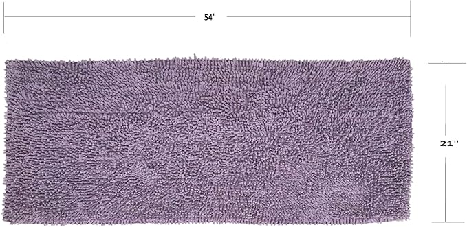 Home Weavers Fantasia Bath Rug 100% Cotton Bathroom Rugs Set, Washable Rug, Soft Cotton Extra Soft and Absorbent Bath Rug, Kitchen Mat, Bath Mat Set, Bath Floor Mat Non Slip, 21"x54" Runner, Purple