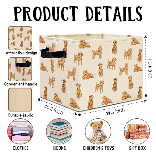 Poodle Dog Storage Bins Box with Handles, Gifts for Poodle Lovers, Cute Puppy Dog Laundry Basket Hamper Collapsible Clothes Toys Organizer for Nursery Bedroom Bathroom Home