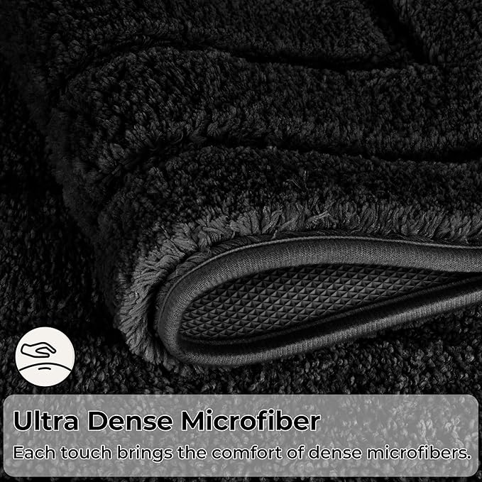 GRANNY SAYS Bathroom Rug Mat, Bath Mats for Bathroom Non-Slip, Super Soft and Water Absorbent, Extra Large Bath Rugs, Microfiber Bath Rugs for Floor, Tub and Shower, 59" x 20", Black