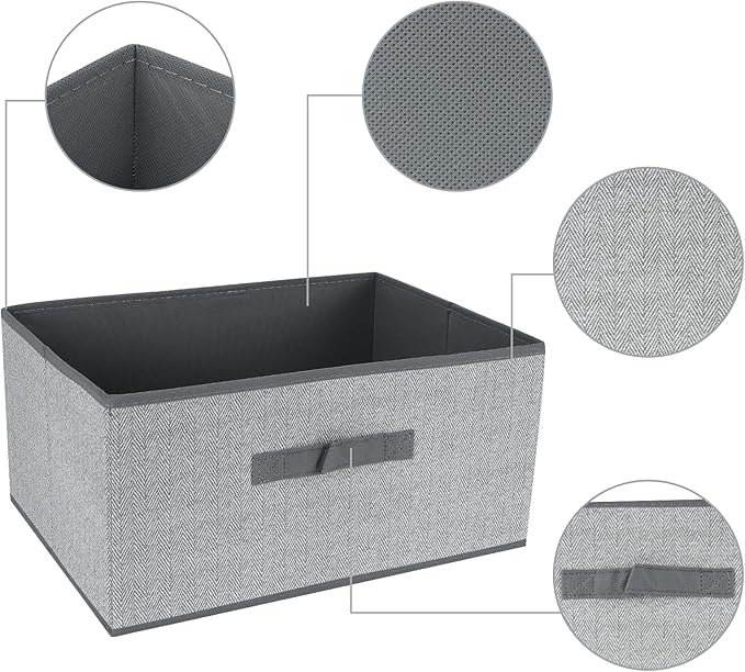 DAYARD Fabric Bins [3-Pack], Foldable Cube Baskets Storage Boxes for Shelves, Closet, Bookshelf, Nursery Organizer Containers, 16 x 11 x 8 inch Grey…