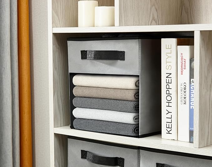 DECOMOMO Storage Cubes, 13 inch Cube Storage Bins with Window, Fabric Organizer Bins (13" / 6pcs, Grey)