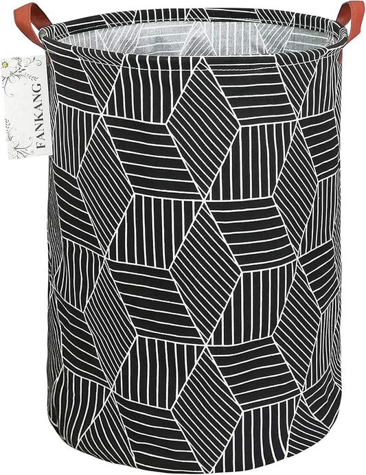FANKANG Storage Basket, Nursery Hamper Canvas Laundry Basket Foldable with Waterproof PE Coating Large Storage Baskets for Kids Boys and Girls, Office, Bedroom, Clothes,Toys（Black Magic cube）