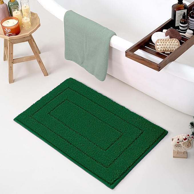GRANNY SAYS Green Bathroom Rug, 20" X 32" Bath Rugs for Bathroom, Microfiber Cute Bath Mats, Washable Rug for Bath Tub, Bath Mat Non-Slip, Decorations Indoor