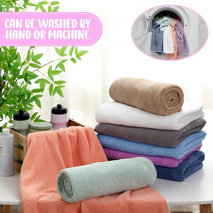 16 Pack Microfiber Bath Towels Bulk 27'' x 60'' Oversized Size Bath Towel Highly Absorbent Extra Large Soft Drying for Shower Beach Winter Salon Sport Gym Party (Lattice,Pastel)