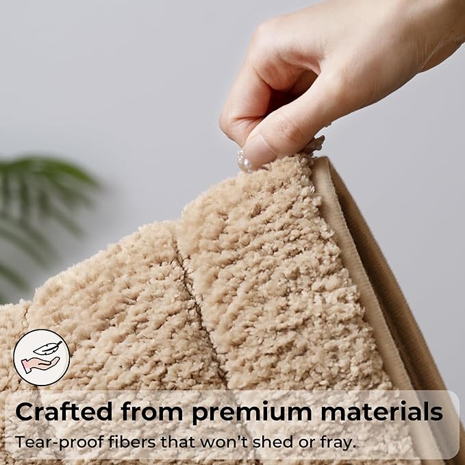 GRANNY SAYS Bathroom Rugs Sets 2 Piece,Soft Bath Mats for Bathroom, Bath Rugs Non Slip Washable, Absorbent Bath Rug for Tub,Shower and Toilet, Bathroom Mat Set (Beige, 20" x 32" + 16" x 24")