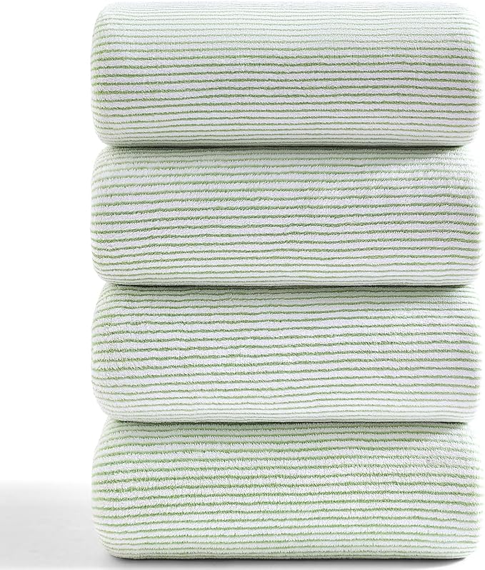4 Piece Bath Towel Set 35"x70"Oversized Bath Towel for Bathroom Ultra Soft Fluffy Extra Large Bath Sheet Luxury Premium Bathroom Towel Highly Absorbent Quick Dry Shower Towel for Hotel Spa,Green White