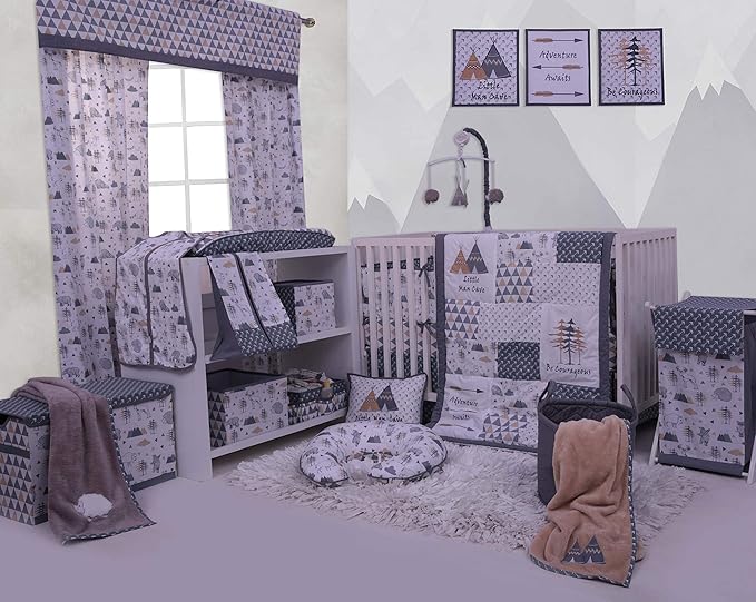 Bacati - Large Storage Tote Woodlands Animals Beige/Grey 14 X 14 X 10 inches