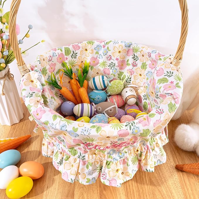 MT WORLD Kids Easter Basket Liner Only Personalized Flower Easter Basket Liner with Embroidered Name Custom Easter Gift for Toddler Girls Baby First Easter Gifts