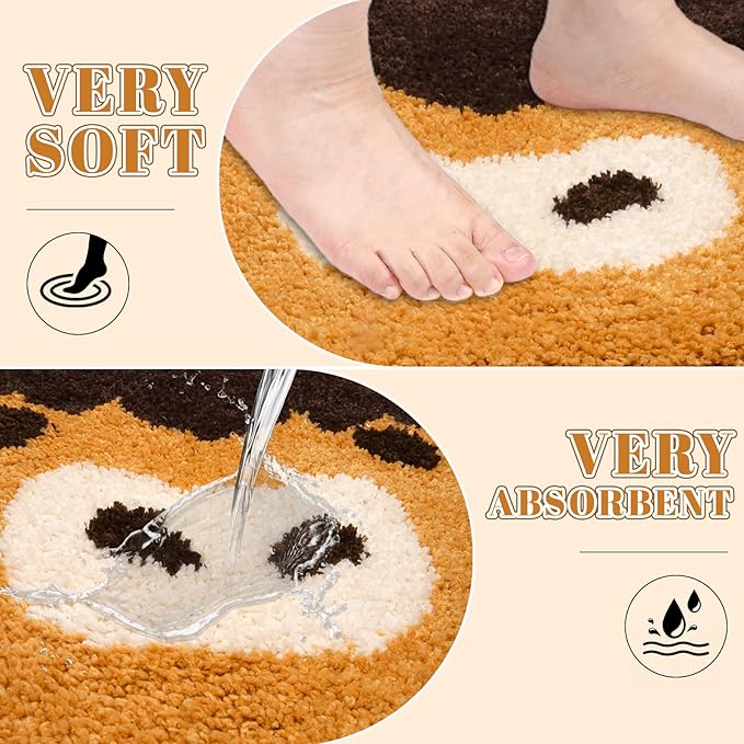 Highland Cow Toilet Rug - U Shaped Toilet Mat,Soft and Absorbent Bath Rug,Non Slip Toilet Bath Mat,Bathroom Contour Rug for Toilet Base(Highland Cow, 24" x 20")