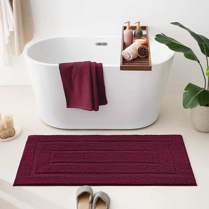 GRANNY SAYS Bathroom Rugs Non Slip, 24"x 48", Bath Rugs for Bathroom Washable, Bath Mats for Floor, Microfiber Bath Mat for Tub, Absorbent Bath Rugs for Shower Room, Strawberry Red