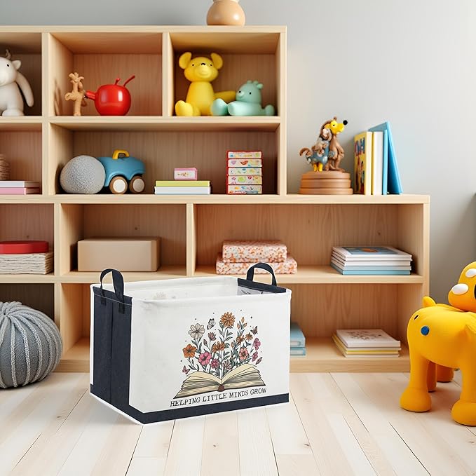 HIYAGON Rectangular Book Basket Kids Storage Basket Empty Baby Girl Basket Bin Organizer Box Room Decor(Books)