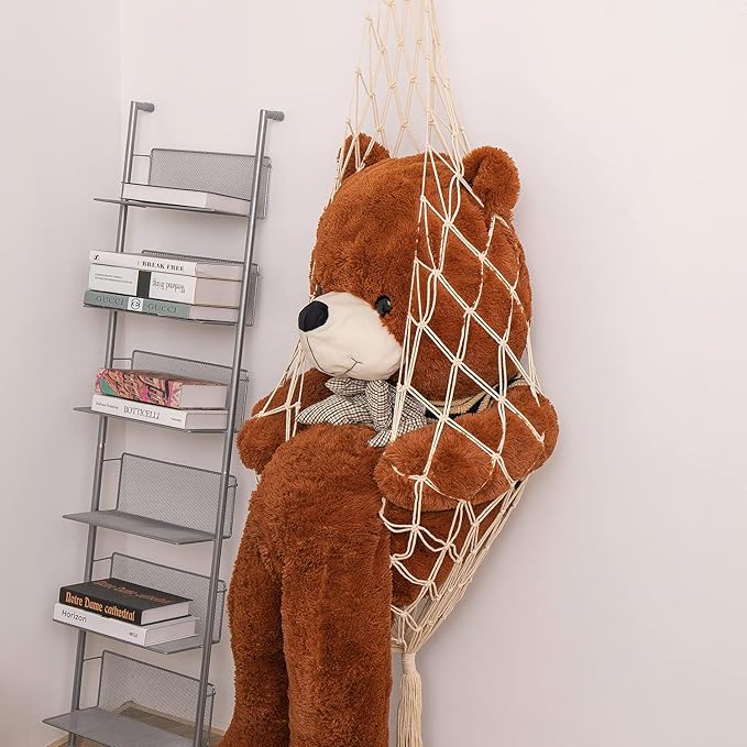 Novel Stuffed Animal Net or Hammock Macrame Toy Display- 6.5ft H,One Hook! Perfect for The Tiny Space in Corner,Wall Ceiling Hanging Net, Stuffies Animal Storage for Kid Room Bedroom Playroom Decor