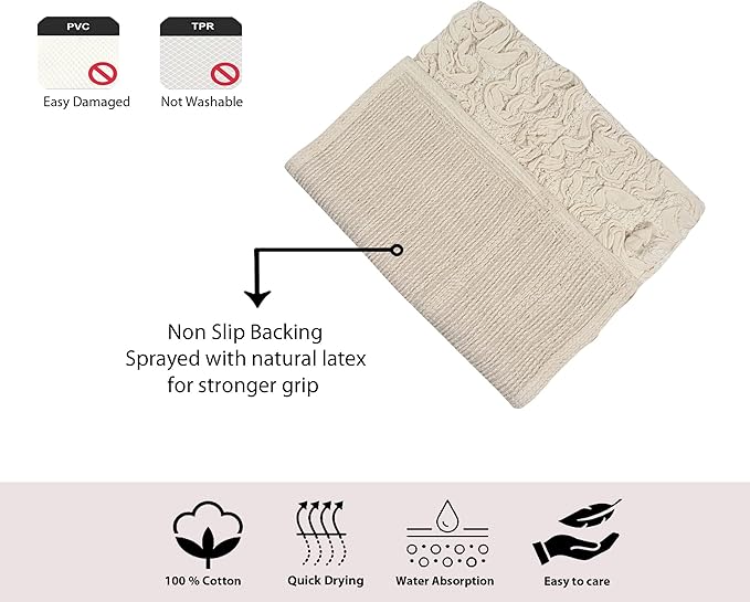 Home Weavers Bell Flower Toilet Tank Lid Cover – 10"x22", 100% Cotton, Tufted, Soft & Absorbent, Non-Slip, Machine Washable Bathroom Décor, Ivory